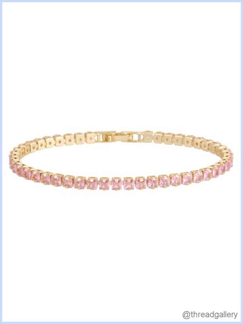18K Gold-Plated 3mm Square Zirconia Tennis Bracelet Folding Clasp